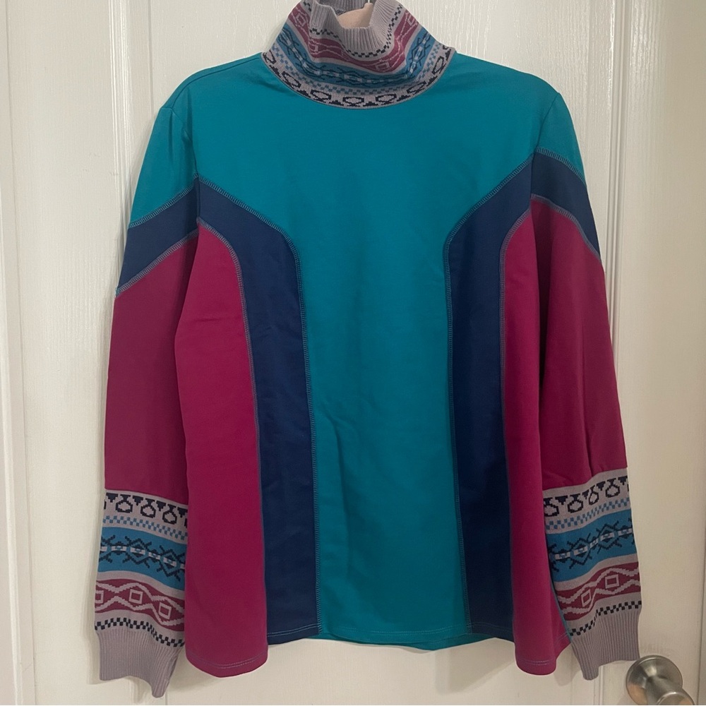 INDIGO THREAD CO Vibrant Women's Tunic Turtleneck Geometric Aztec Patterns Med